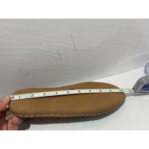 Handcrafted Womens Green & Brown Leather Slip-On Shoes With Woven Pattern Design - Picture 7 of 8